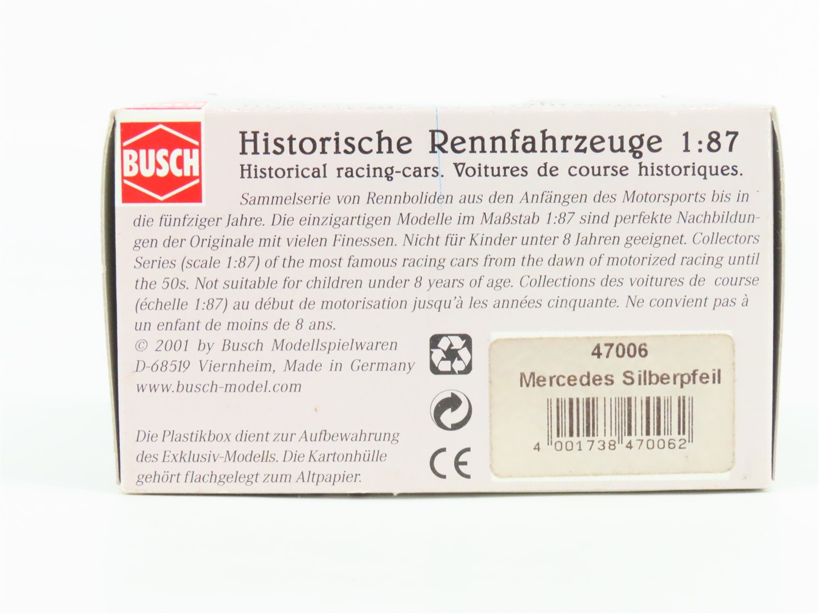 HO 1:87 Scale Busch 47006 Mercedes Silberpfeil W196 #10