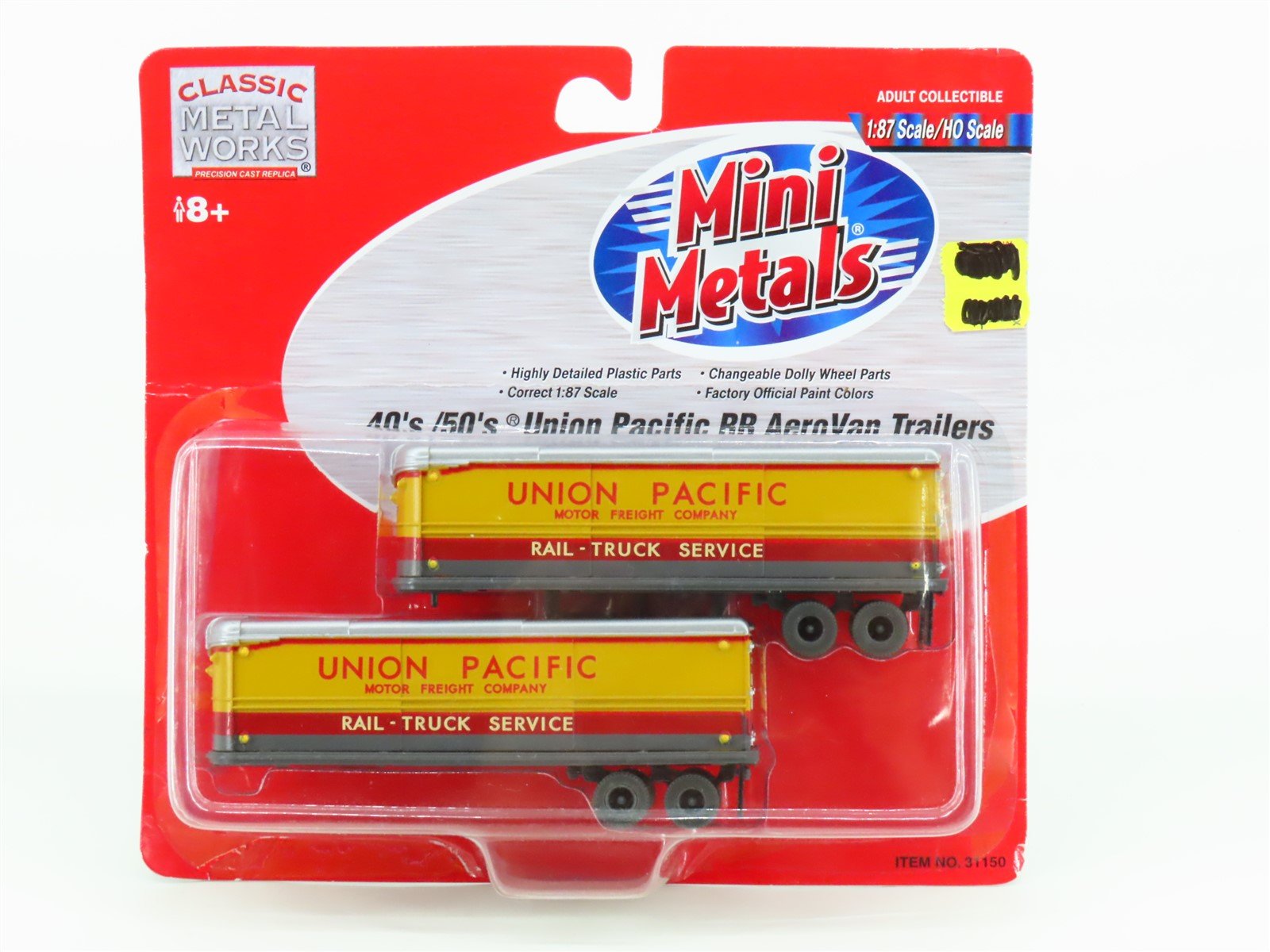 HO Classic Metal Works Mini Metals 31150 Die-Cast Union Pacific Trailers 2-Pack