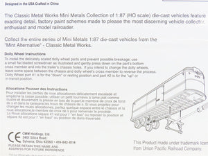 HO Classic Metal Works Mini Metals 31150 Die-Cast Union Pacific Trailers 2-Pack
