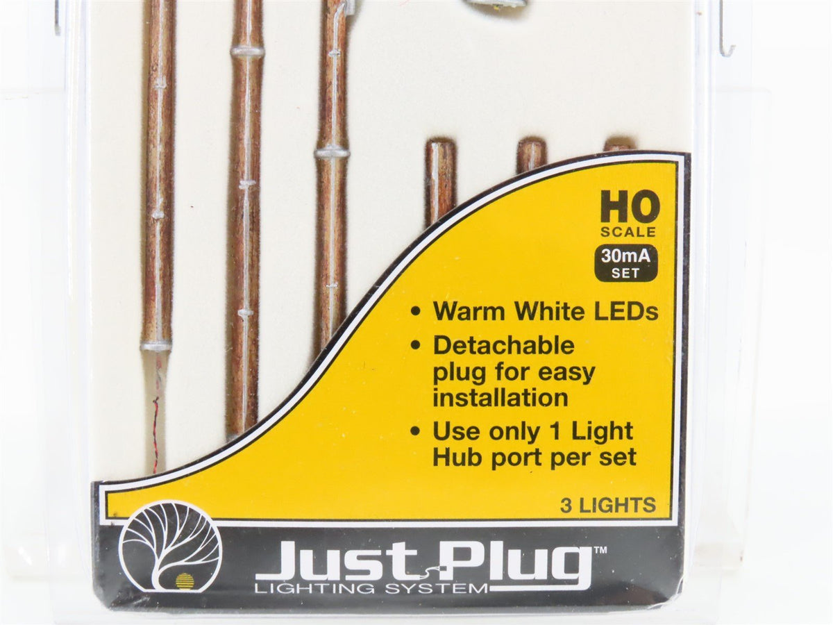 HO 1/87 Woodland Scenics Just Plug JP5630 Wooden Pole Street Lights Set of 3