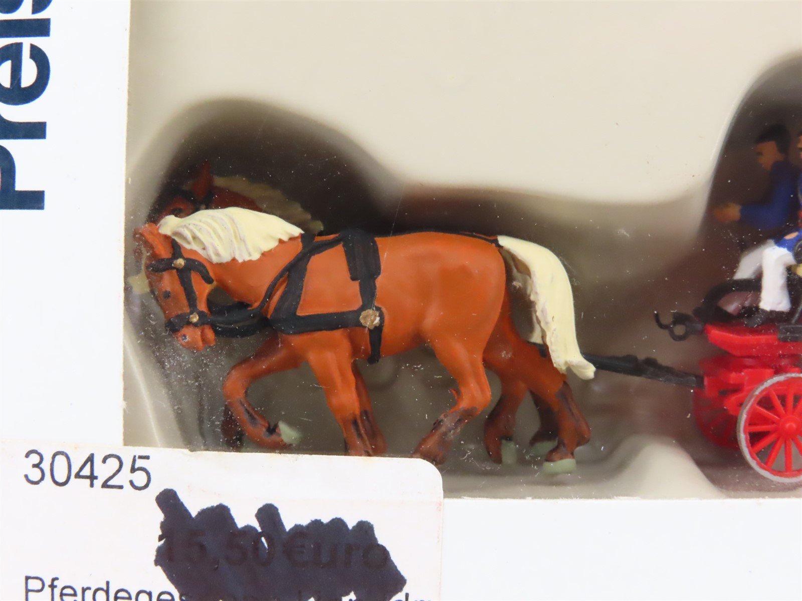 HO 1/87 Preiser 30425 Hand Pressure Fire Pump Drawn by Two Horses w/ Figures