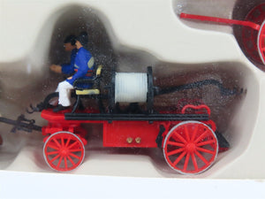 HO 1/87 Preiser 30425 Hand Pressure Fire Pump Drawn by Two Horses w/ Figures