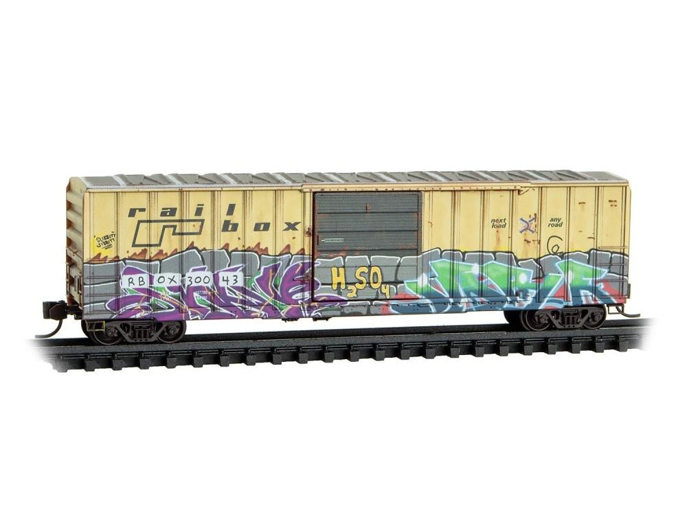N Micro-Trains MTL 98305099 RBOX Railbox 50&#39; Box Cars 4-Pack w/ Graffiti