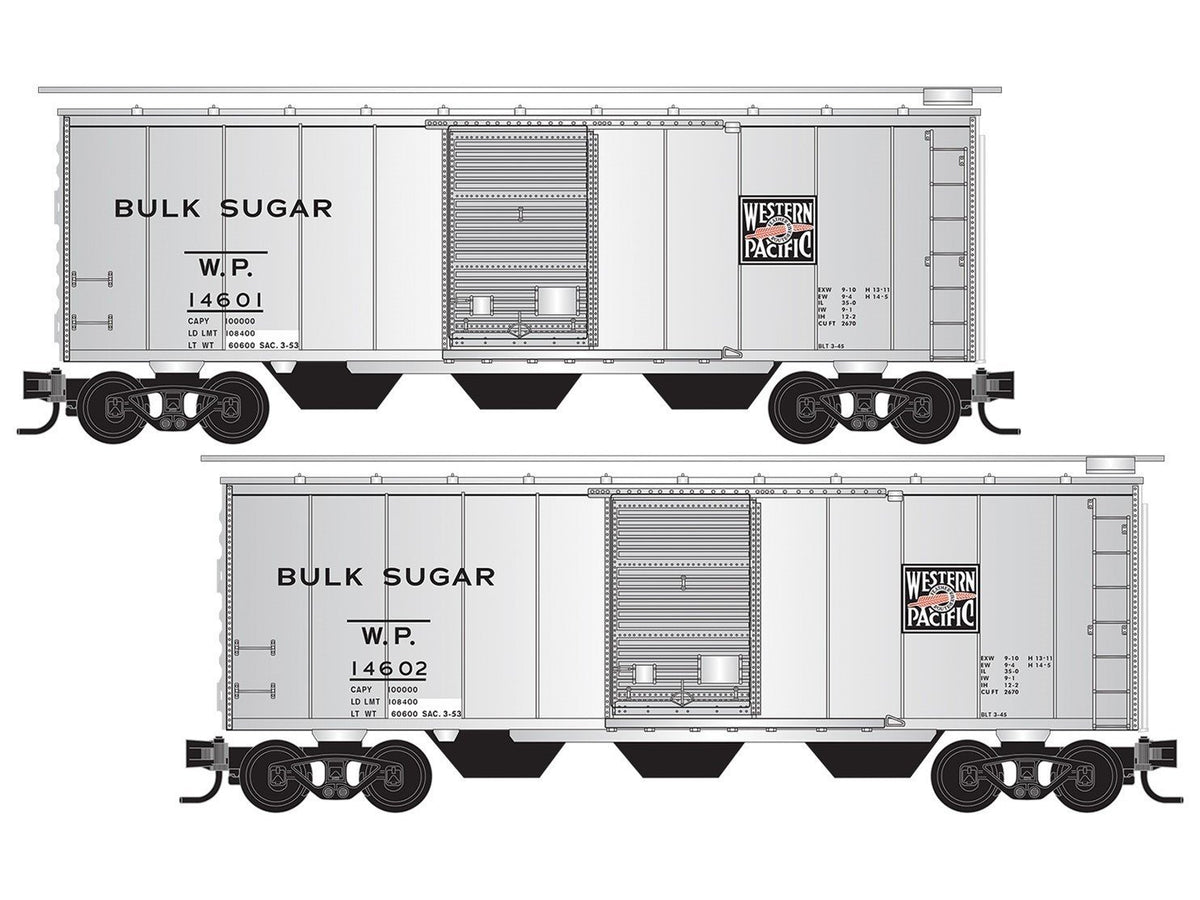 N Scale Micro-Trains MTL 98302278 WP Western Pacific 40&#39; Bulk Sugar Cars 2-Pack