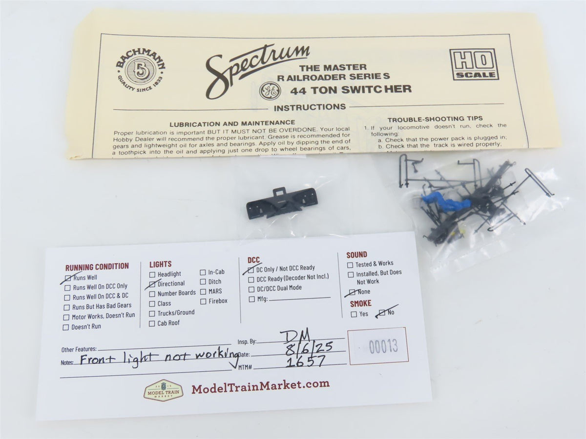 HO Scale Bachmann Spectrum 80001 Undecorated GE 44-Ton Diesel Switcher