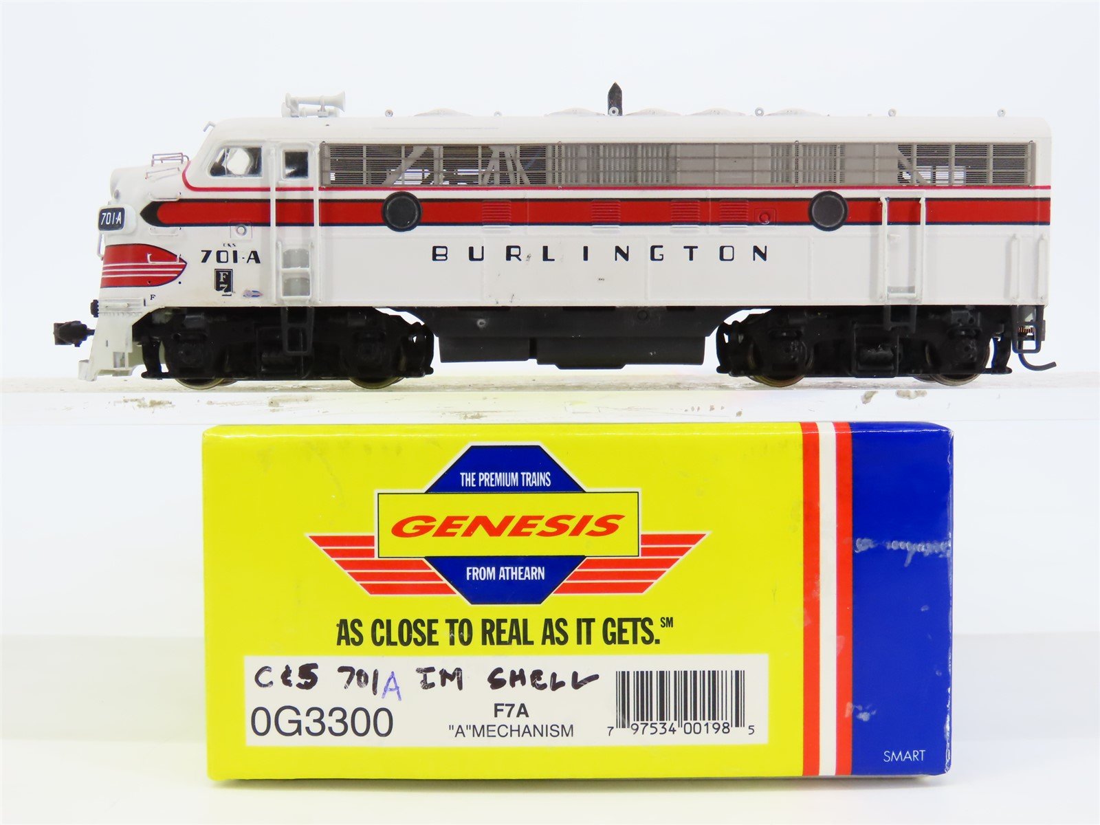 HO Athearn Genesis 0G3300 CB&Q Burlington F7A Diesel #701-A - Unpowered - Custom