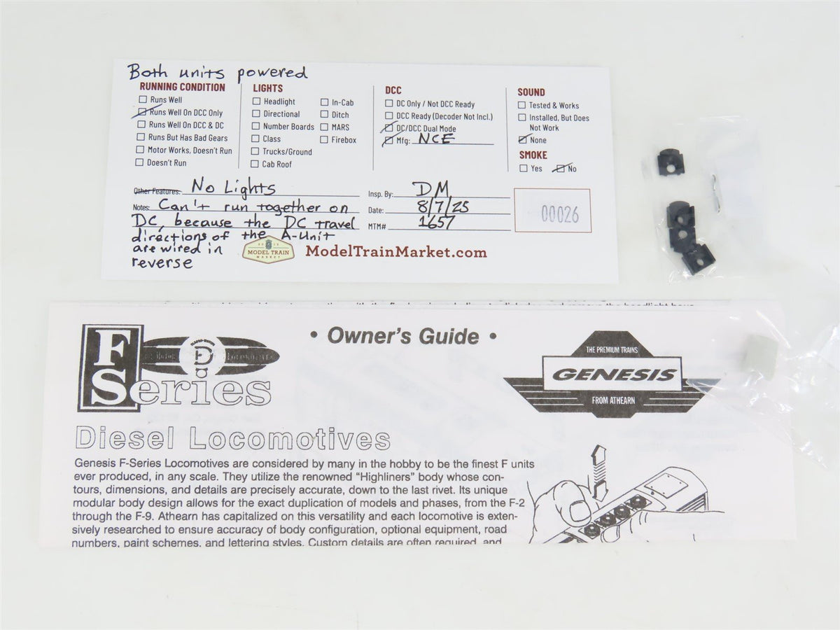 HO Athearn Genesis G2703 CB&amp;Q Burlington EMD F3A/B Diesel Set #164C/B - DCC ONLY