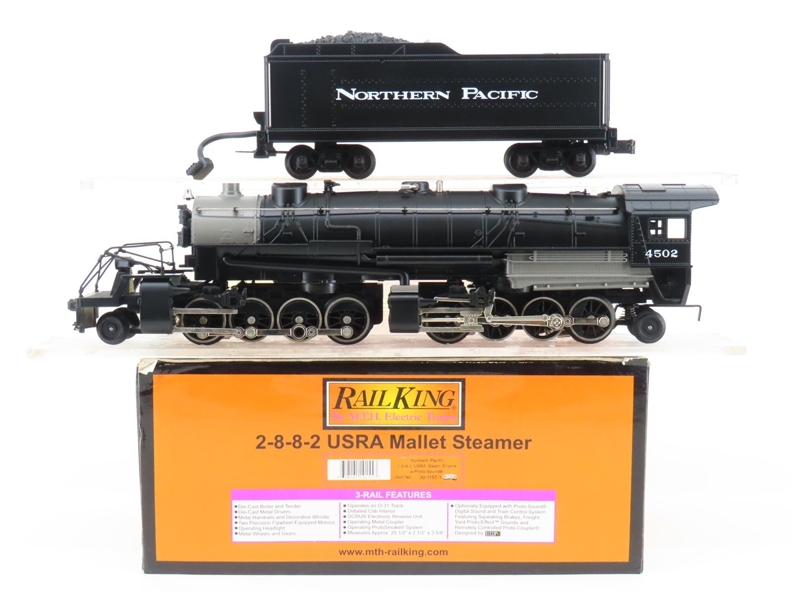 O Gauge 3-Rail MTH 30-1157-1 NP Northern Pacific 2-8-8-2 Steam #4502 w/Sound