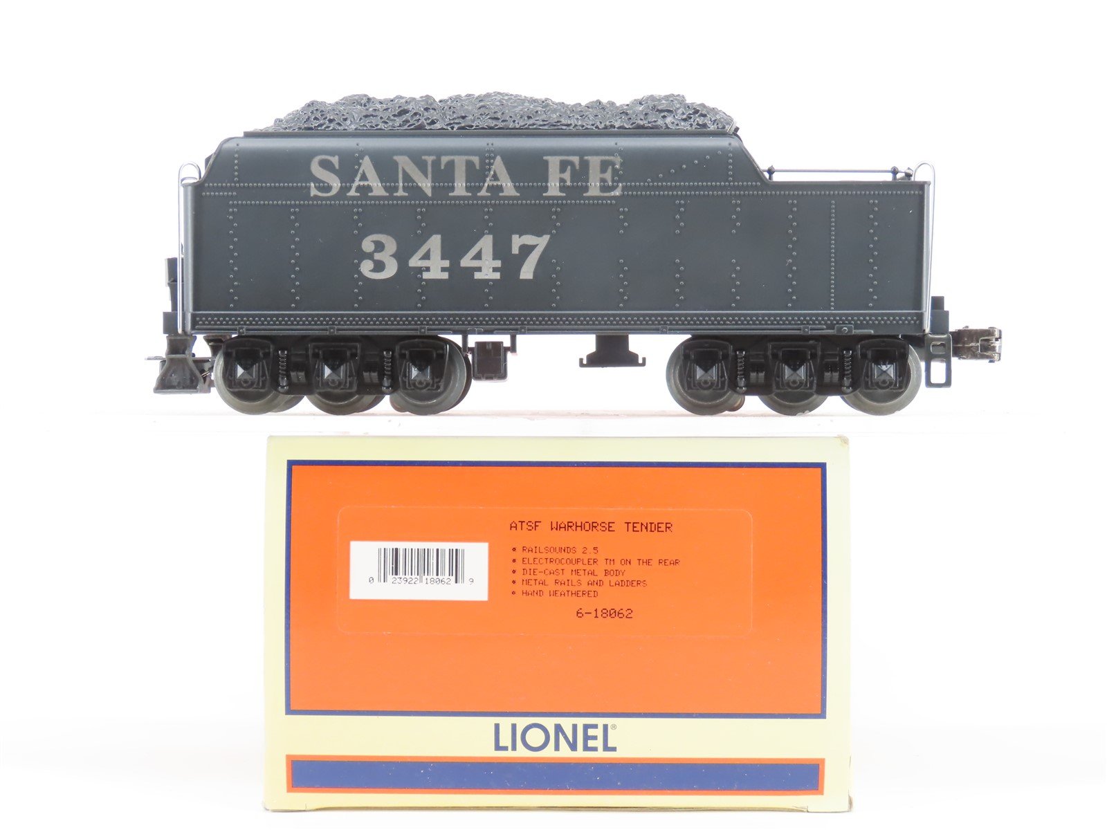 O Gauge 3-Rail Lionel 6-18062 ATSF Warhorse Steam Loco Tender #3447 w/Sound