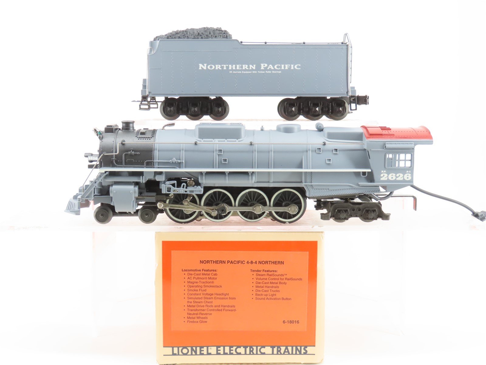 O Gauge 3-Rail Lionel 6-18016 NP Northern Pacific 4-8-4 Steam Loco #2626 w/Sound