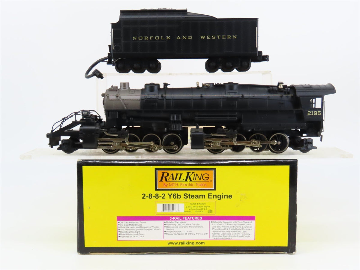 O Gauge 3-Rail MTH RailKing 30-1163-1 N&amp;W 2-8-8-2 Y6b Steam #2195 - ProtoSound 2