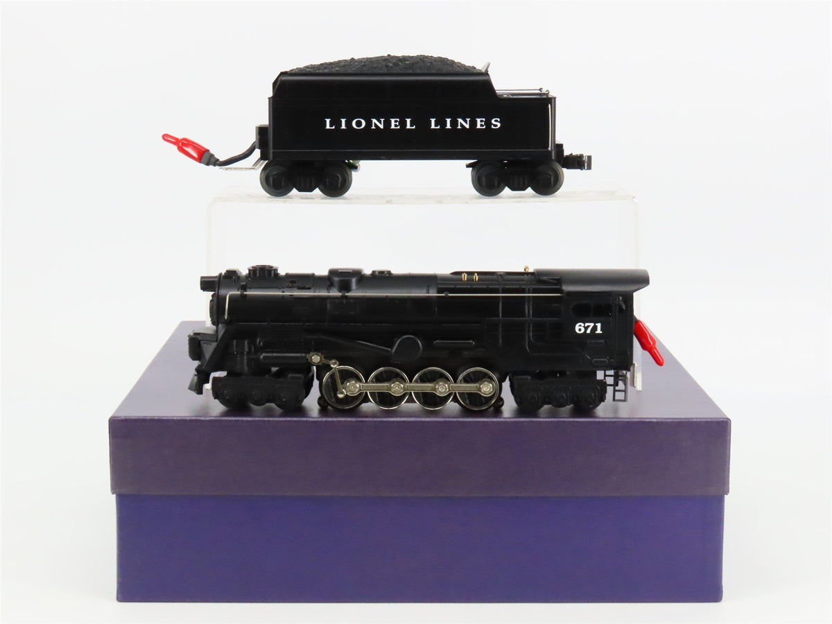 O 3-Rail Lionel Lines 6-18057 Century Club 6-8-6 S2 Turbine Steam #671 w/Display