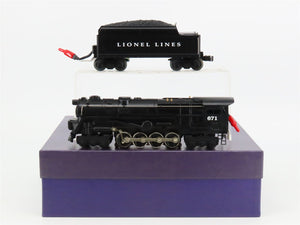 O 3-Rail Lionel Lines 6-18057 Century Club 6-8-6 S2 Turbine Steam #671 w/Display