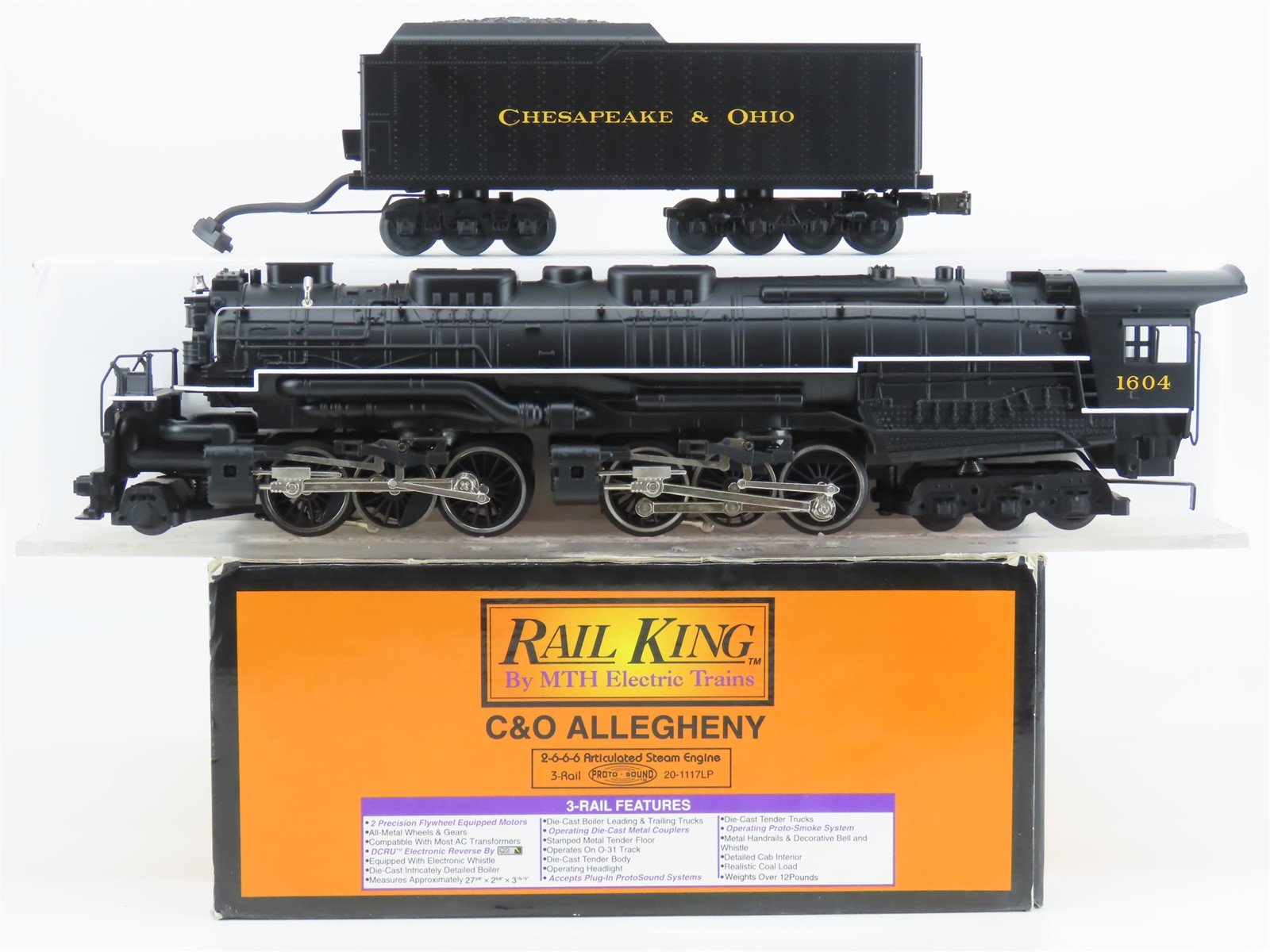 O Gauge 3-Rail MTH RailKing 20-1117LP C&O 2-6-6-6 Allegheny Steam #1604 w/ Sound