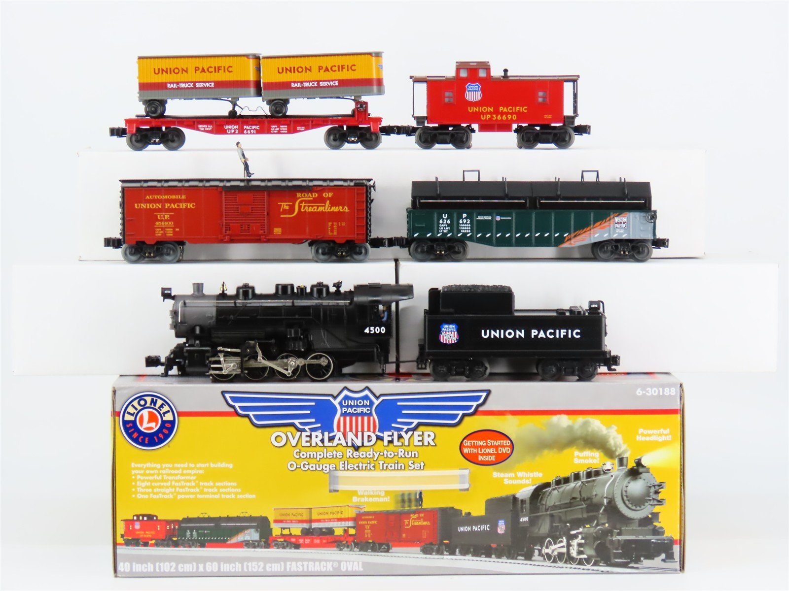 O Gauge 3-Rail Lionel 6-30188 UP Union Pacific Overland Flyer Steam Freight Set