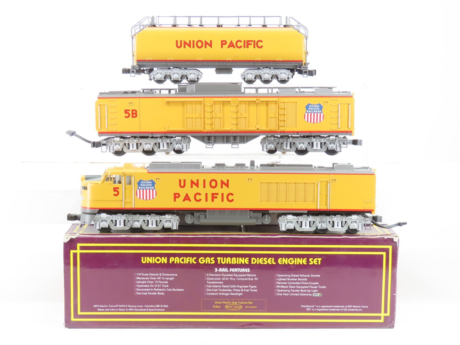 O Gauge 3-Rail MTH MT-2124LP UP Union Pacific Gas Turbine Diesel Engine Set #5