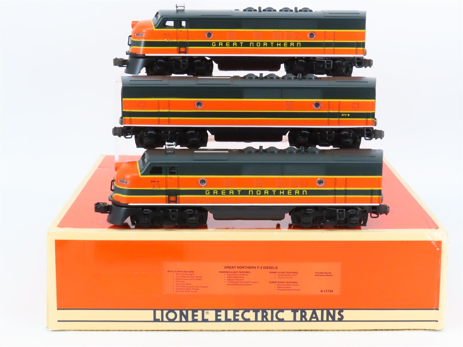 O Gauge 3-Rail Lionel 6-11724 GN Great Northern EMD F3 ABA Diesel Set w/ Sound