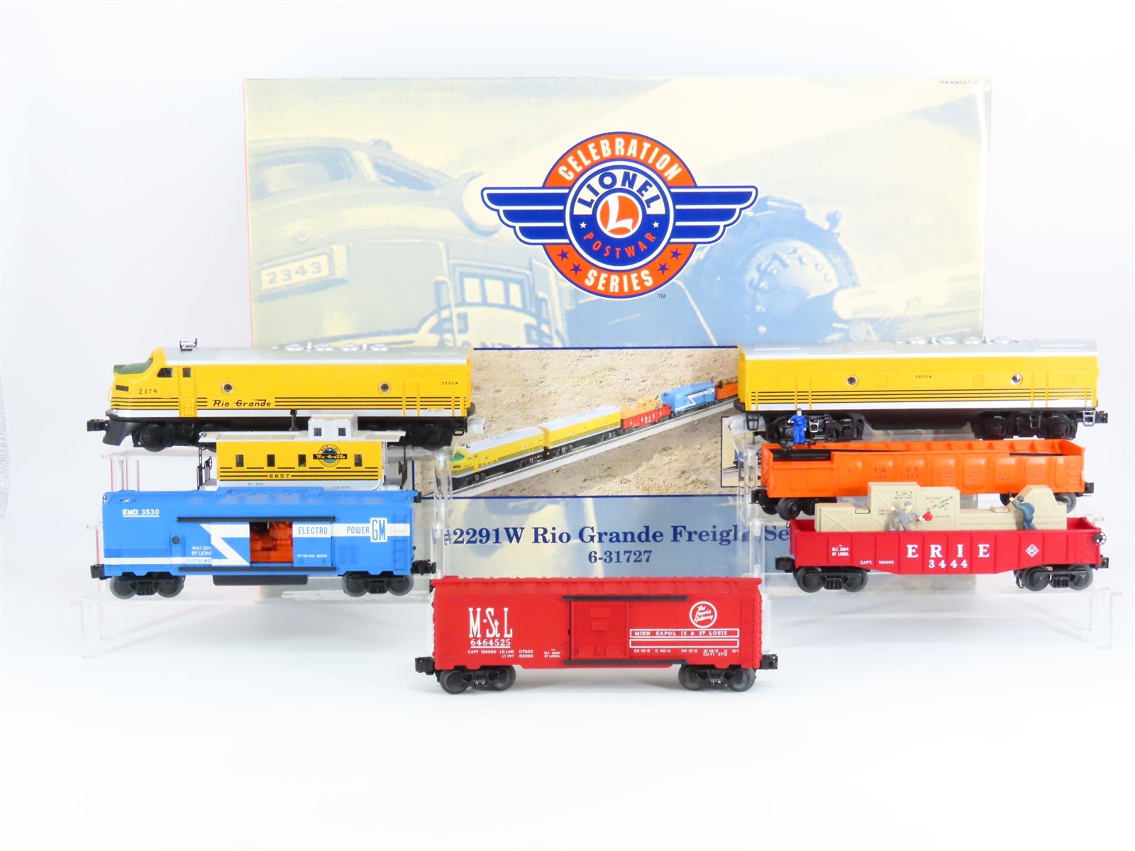 O 3-Rail Lionel Celebration 6-31727 #2291W D&RGW F3 Diesel Freight Set w/Sound