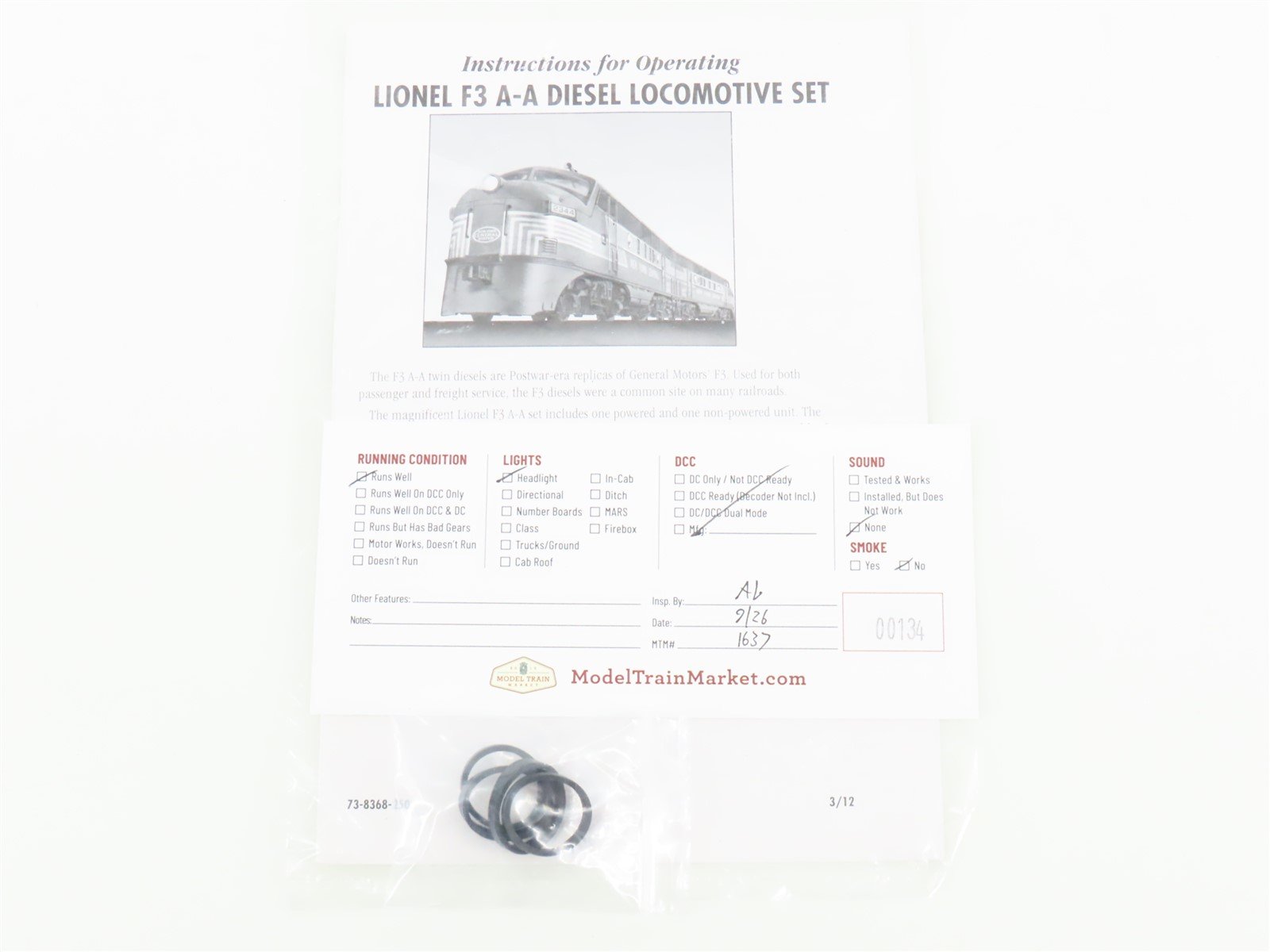 O Gauge 3-Rail Lionel 6-38368 NYC New York Central F3 A/A Diesel Locomotive Set