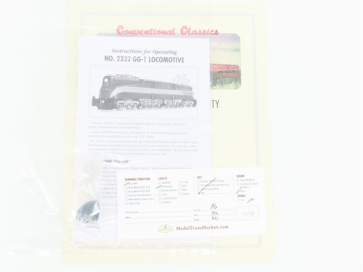 O Gauge 3-Rail Lionel 6-31777 PRR Pennsylvania GG1 Electric Loco Passenger Set
