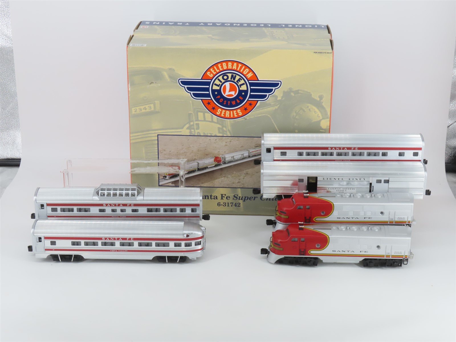 O Gauge 3-Rail Lionel 6-31742 #2544W ATSF Santa Fe F3 A/A Diesel Passenger Set