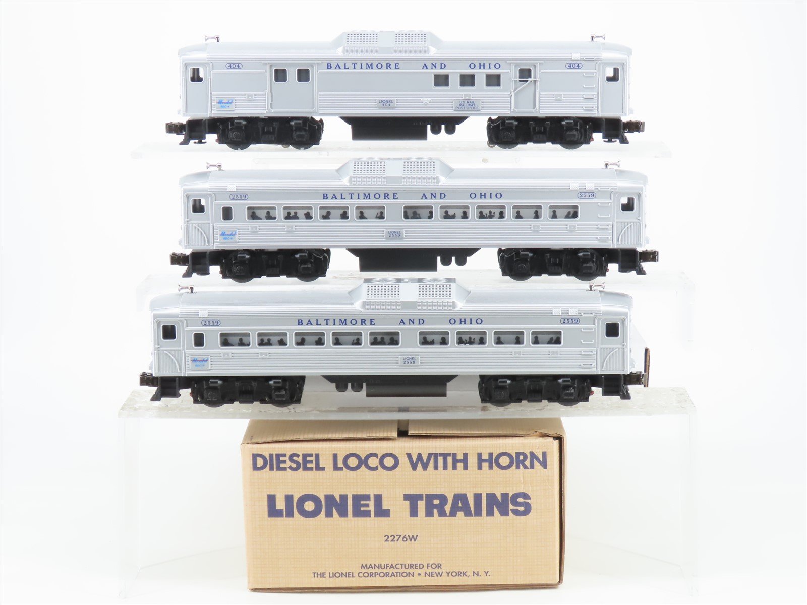 O Gauge 3-Rail Lionel 2276W B&O Baltimore & Ohio Budd RDC Commuter Train Set