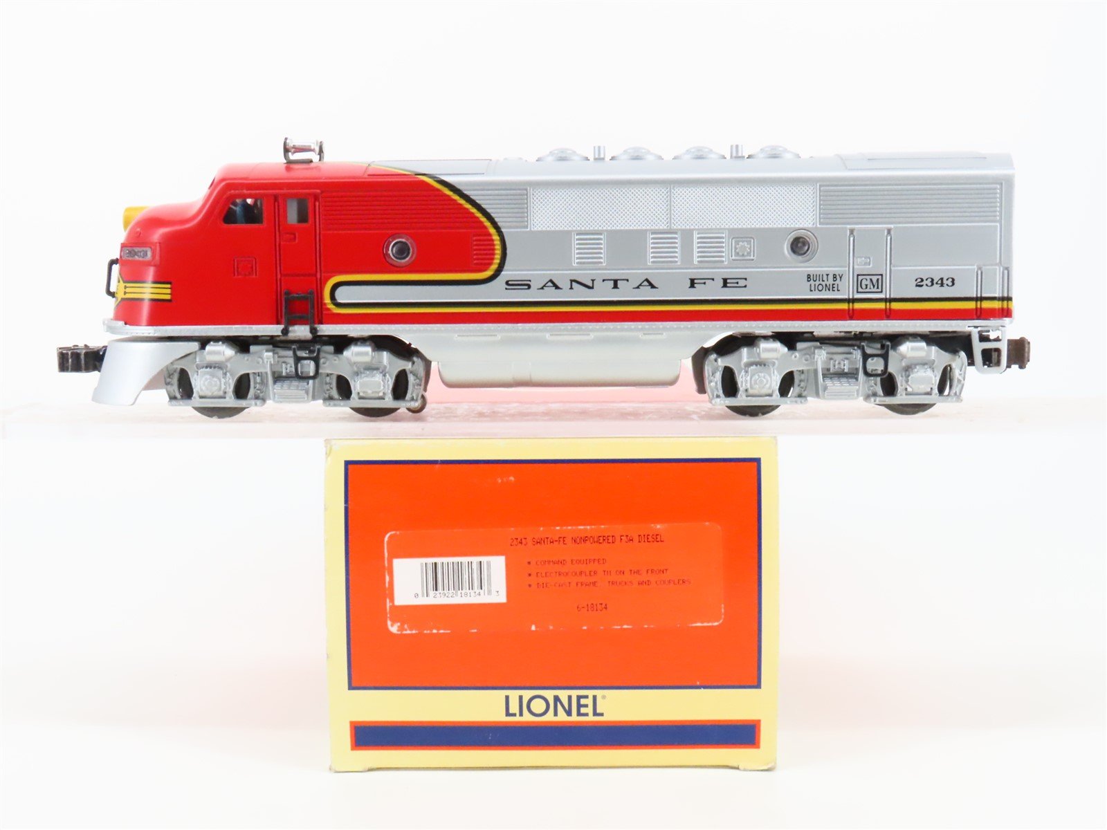 O Gauge 3-Rail Lionel 6-18134 ATSF Santa Fe F3A Diesel Loco #2343 UNPOWERED