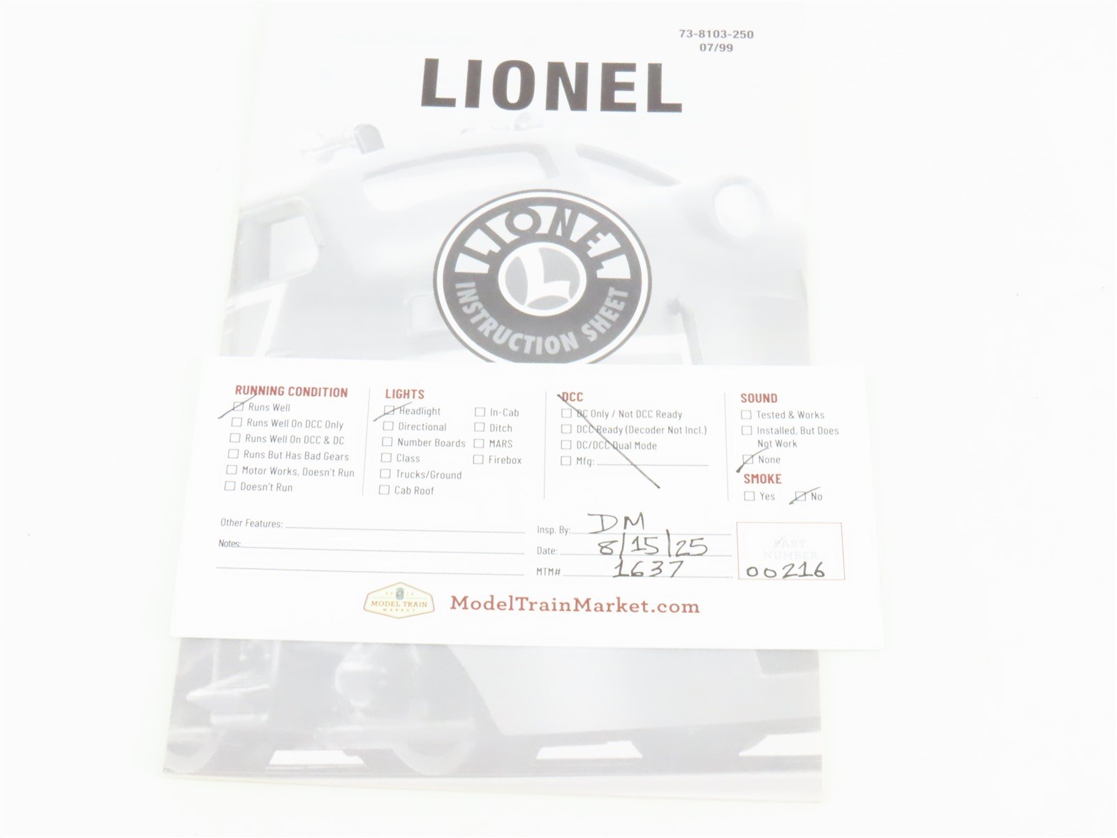 O 3-Rail Lionel 6-38103 Celebration MKT 