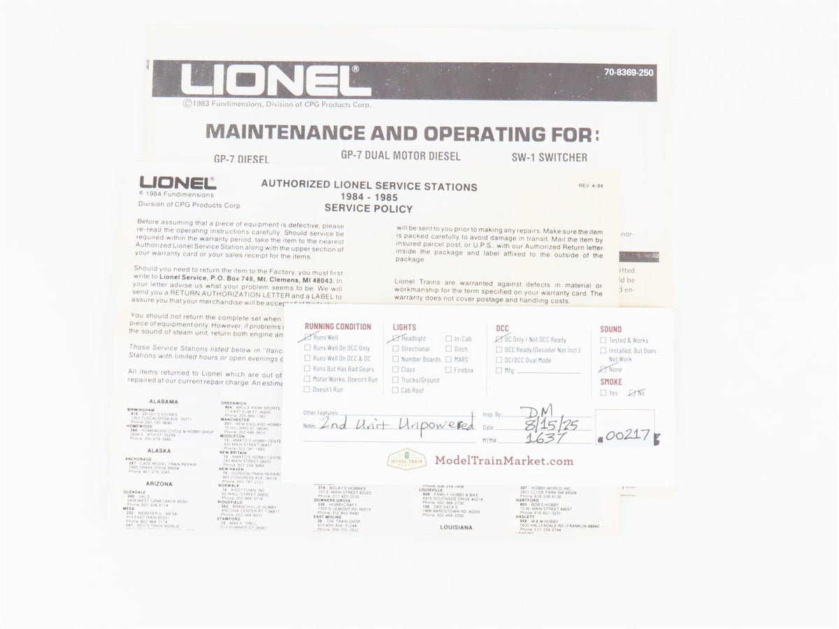 O Gauge 3-Rail Lionel 6-8580 IC Illinois Central EMD F3A/A Diesel Locomotive Set