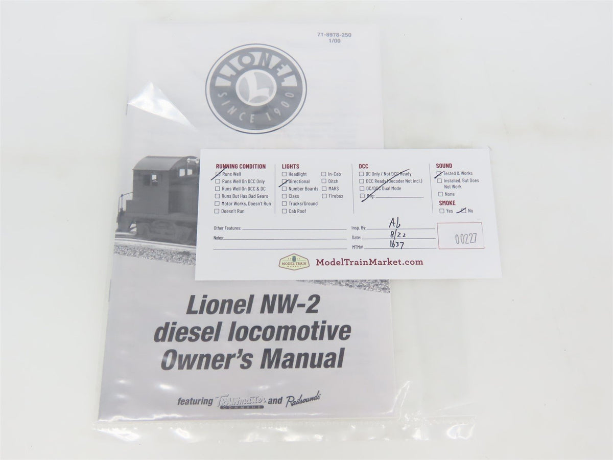 O Gauge 3-Rail Lionel 6-18978 C&amp;O Chesapeake &amp; Ohio NW2 Diesel #624 wSound