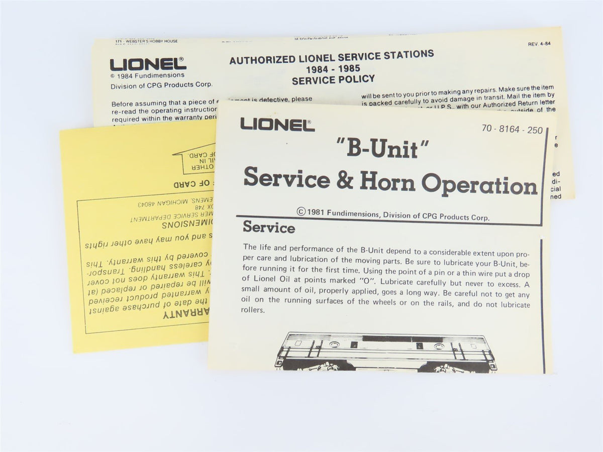 O 3-Rail Lionel 6-8581 IC Illinois Central F3B Diesel #8581 wSound UNPOWERED