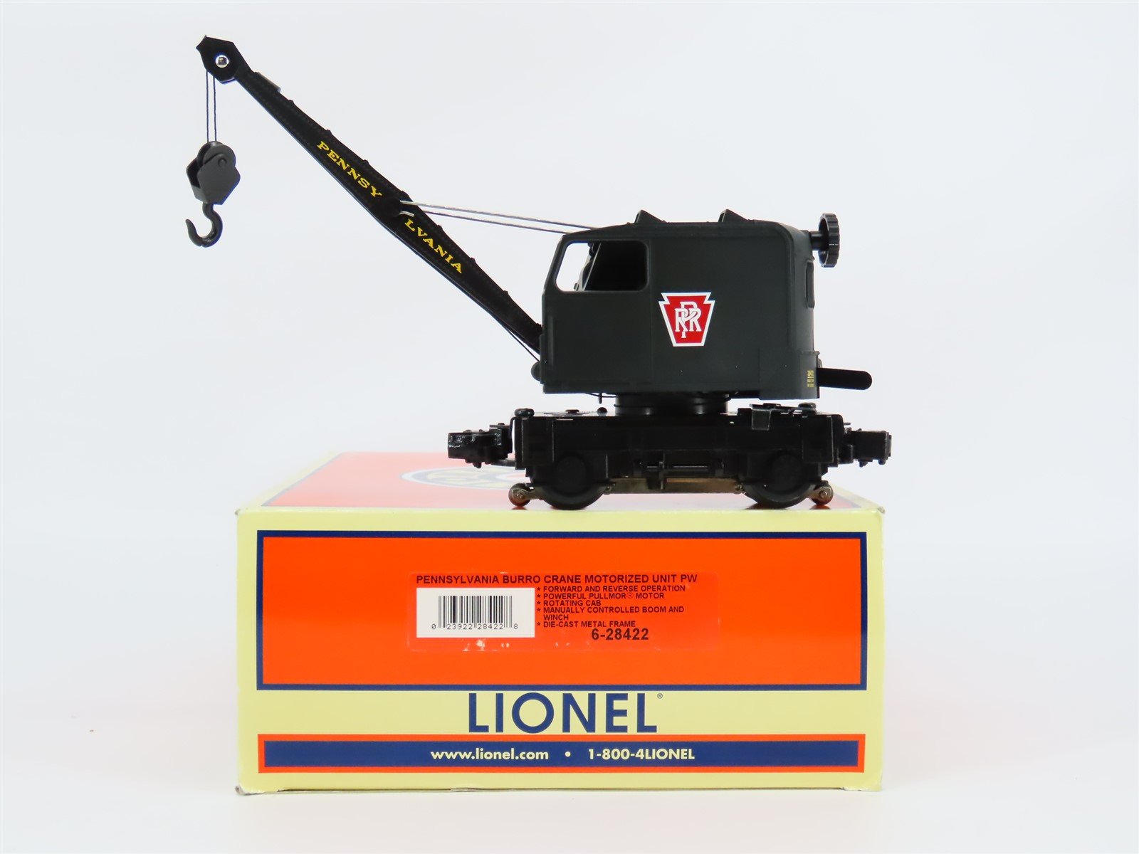 O Gauge 3-Rail Lionel 6-28422 PRR Pennsylvania Motorized Burro Crane
