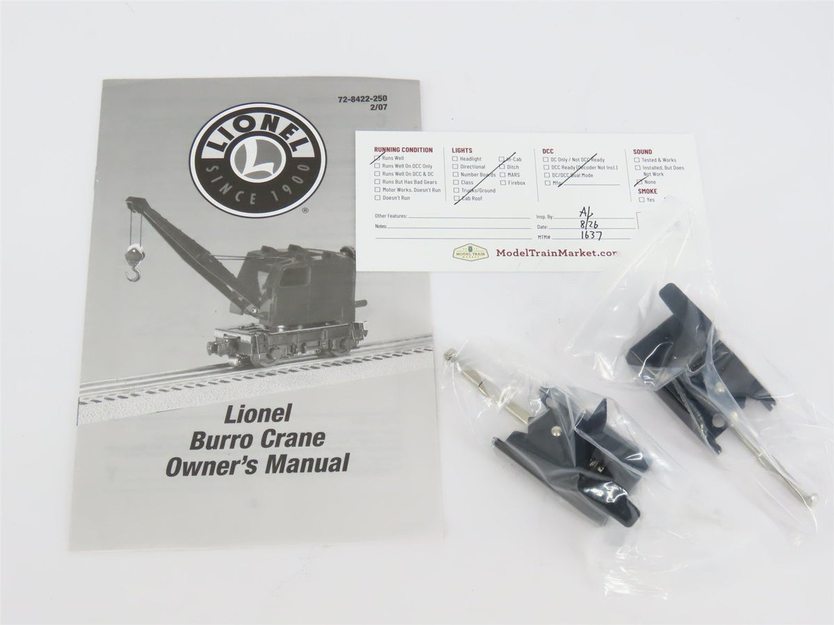 O Gauge 3-Rail Lionel 6-28422 PRR Pennsylvania Motorized Burro Crane