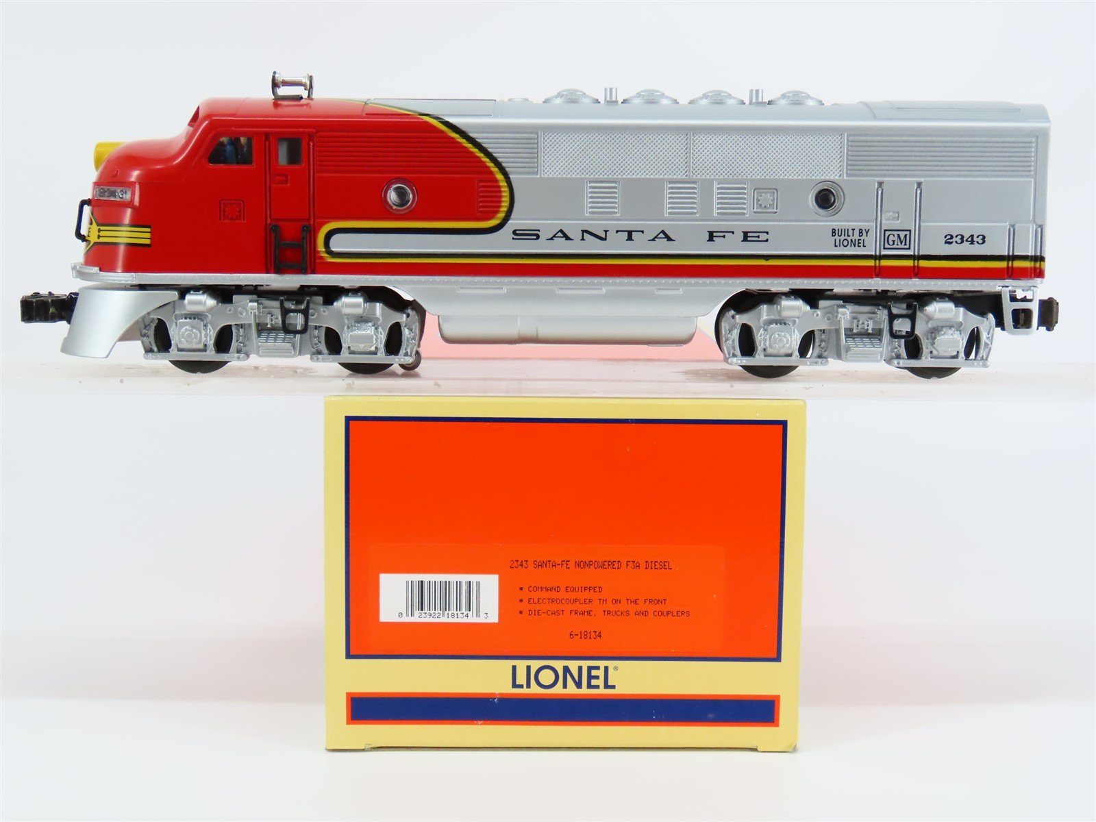 O Gauge 3-Rail Lionel 6-18134 ATSF Santa Fe F3A Diesel Loco #2343 UNPOWERED
