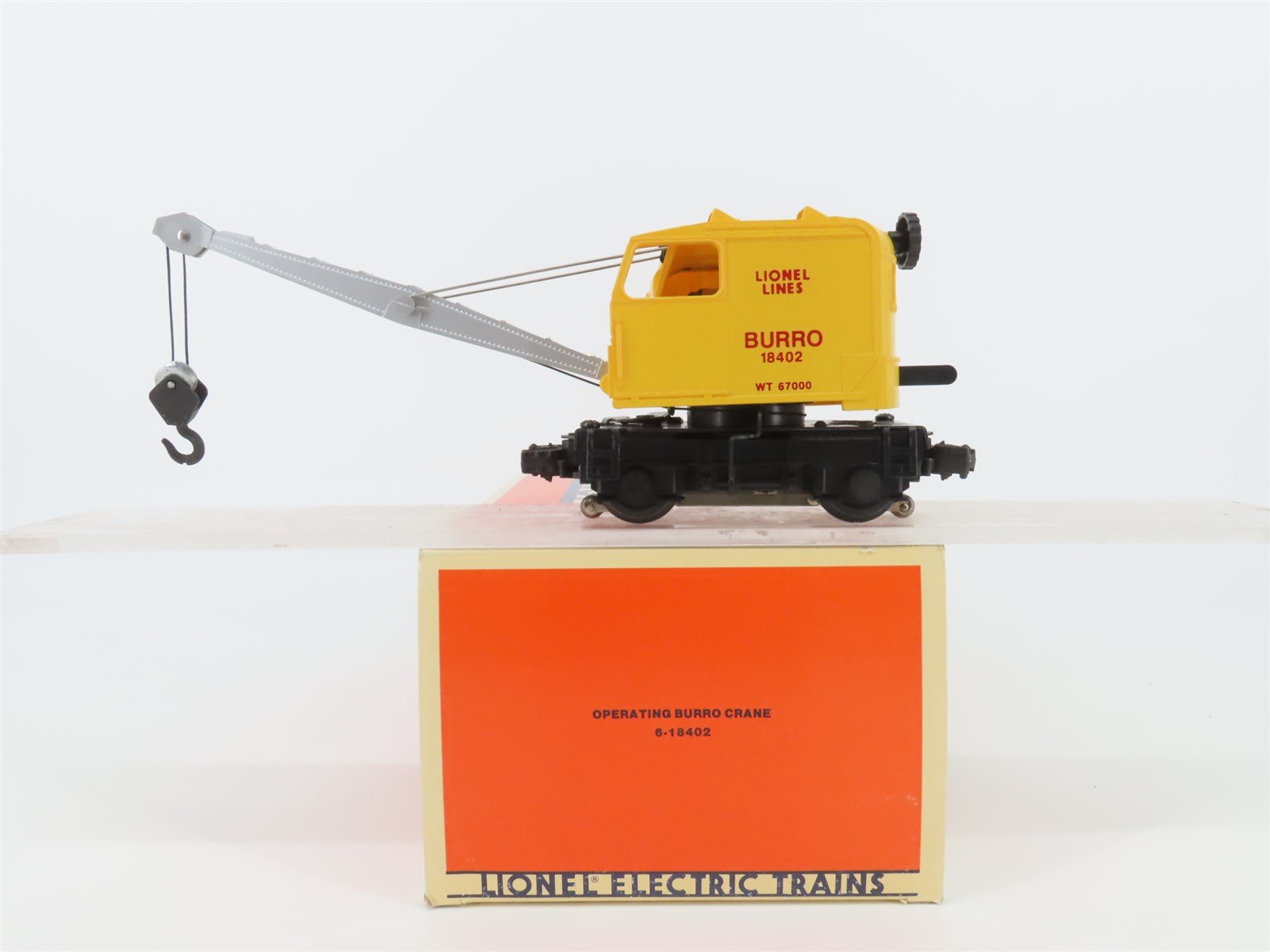 O Gauge 3-Rail Lionel 6-18402 Lionel Lines Operating Burro Crane #18402