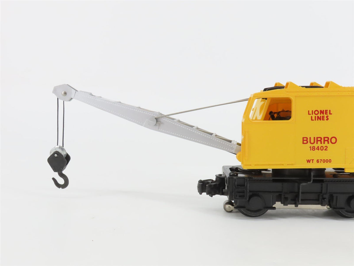 O Gauge 3-Rail Lionel 6-18402 Lionel Lines Operating Burro Crane #18402