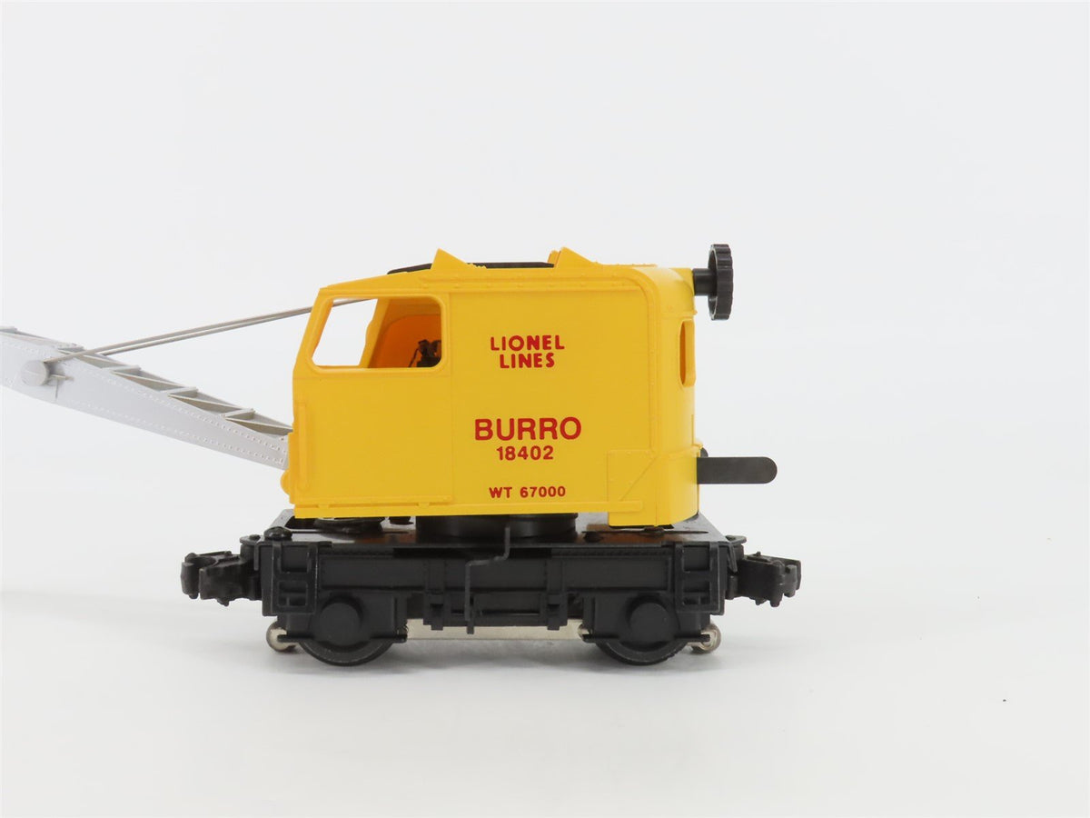 O Gauge 3-Rail Lionel 6-18402 Lionel Lines Operating Burro Crane #18402