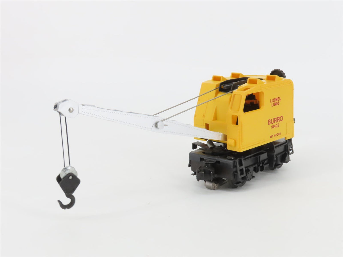 O Gauge 3-Rail Lionel 6-18402 Lionel Lines Operating Burro Crane #18402