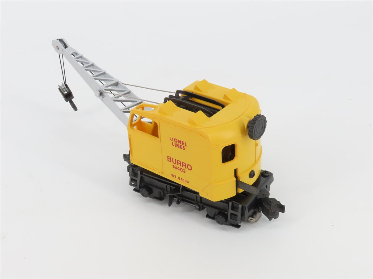 O Gauge 3-Rail Lionel 6-18402 Lionel Lines Operating Burro Crane #18402