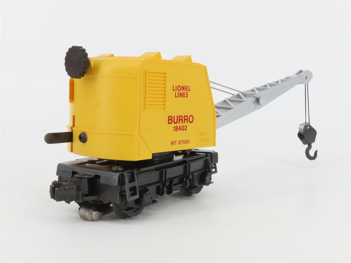 O Gauge 3-Rail Lionel 6-18402 Lionel Lines Operating Burro Crane #18402