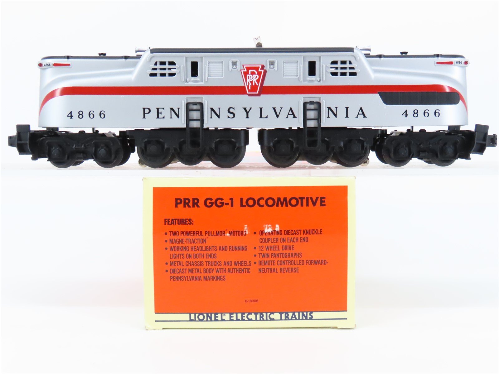 O Gauge 3-Rail Lionel 6-18308 PRR Pennsylvania GG1 Electric Locomotive #4866