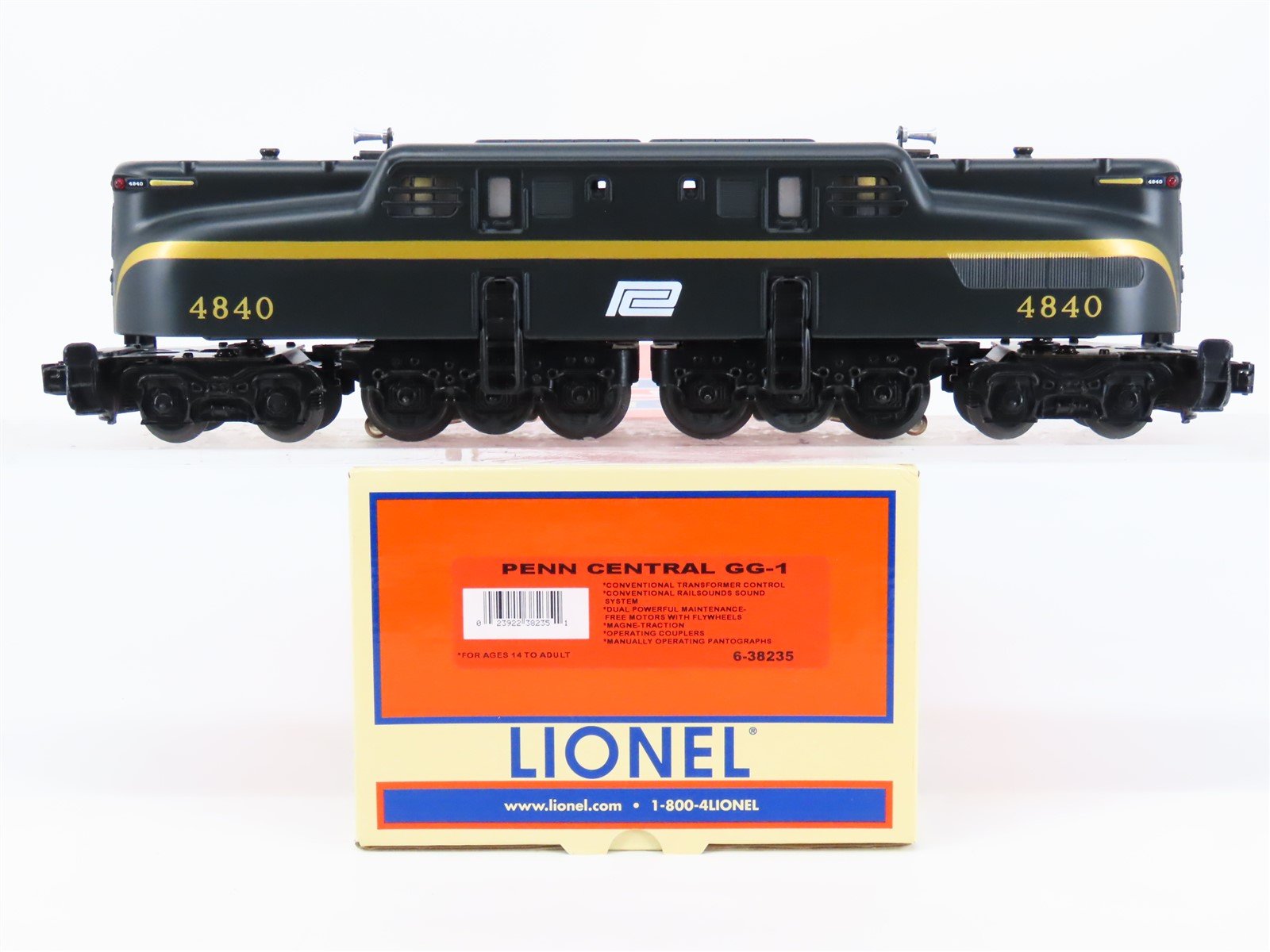O Gauge 3-Rail Lionel 6-38235 PC Penn Central ex-PRR GG1 Electric Loco #4840