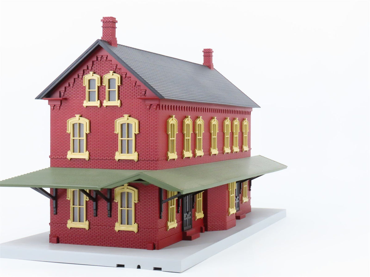 O 1/48 MTH Rail King 30-90094 Dark Red Stone Passenger Station W/ Dual Platforms