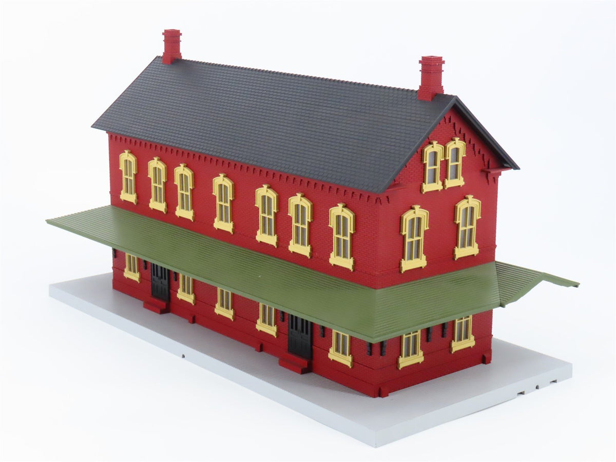O 1/48 MTH Rail King 30-90094 Dark Red Stone Passenger Station W/ Dual Platforms