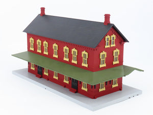 O 1/48 MTH Rail King 30-90094 Dark Red Stone Passenger Station W/ Dual Platforms