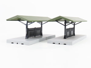 O 1/48 MTH Rail King 30-90094 Dark Red Stone Passenger Station W/ Dual Platforms
