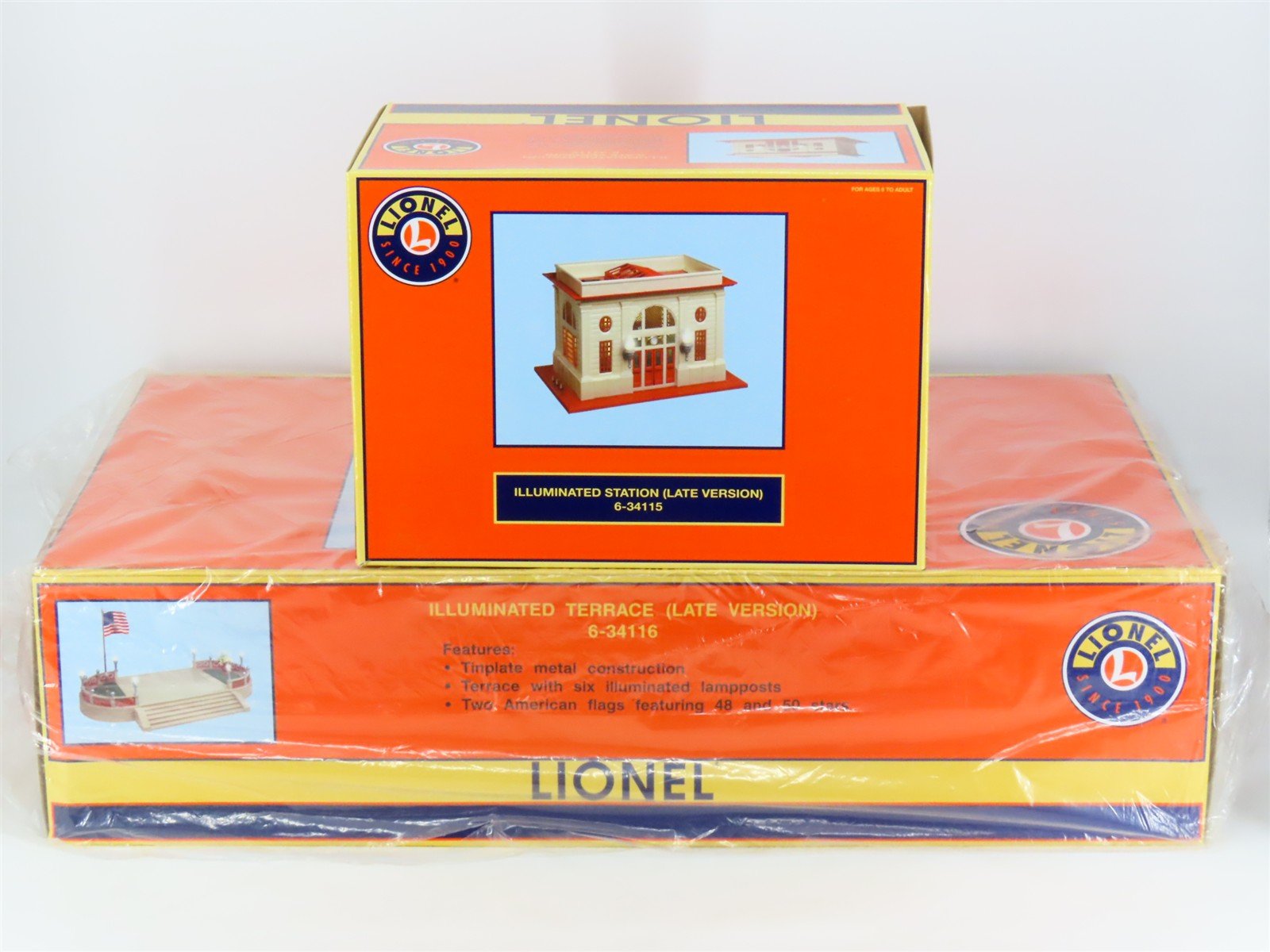 O Scale Lionel 6-34114 Tinplate MLR Station & Terrace (Late Version) Buildings