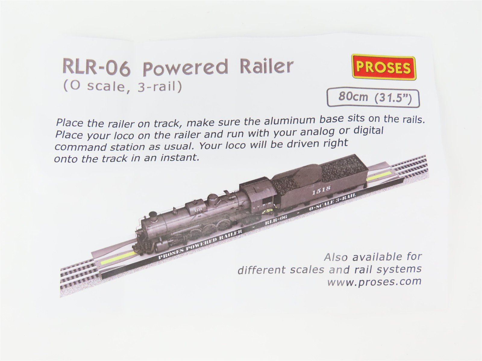 O Gauge 3-Rail Proses RLR-06 Advanced Powered Railer