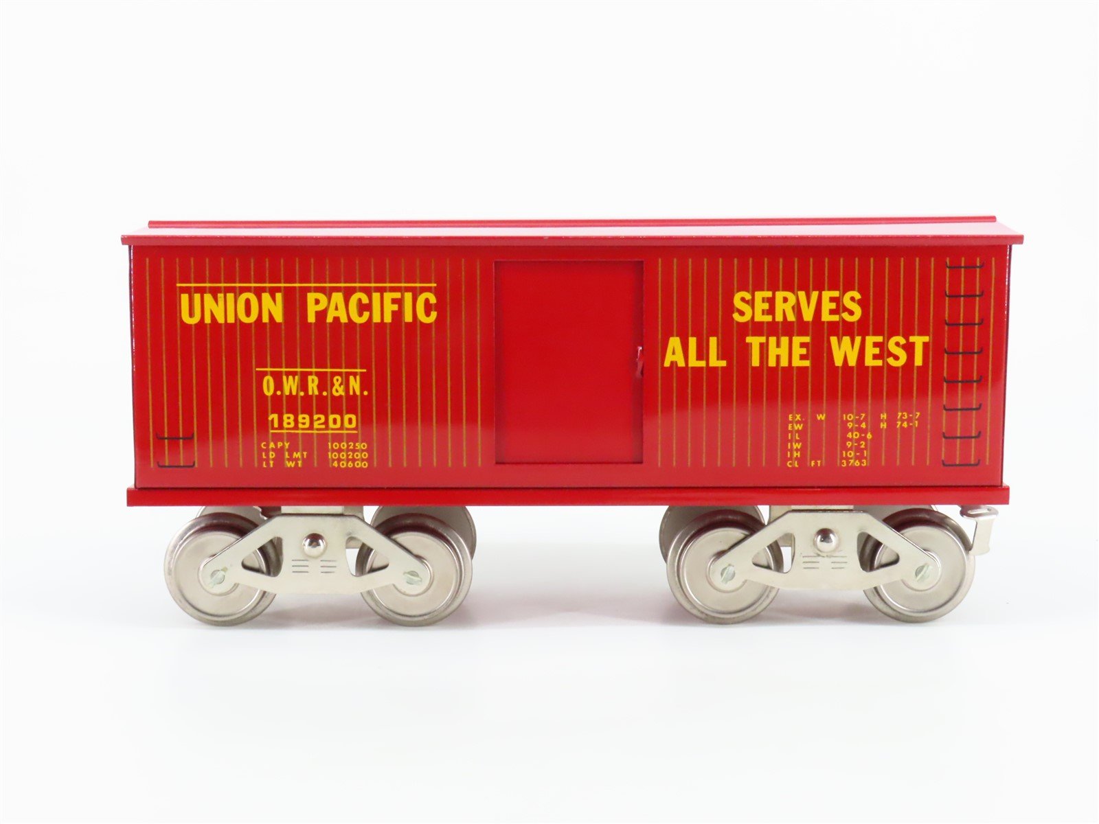 Standard Gauge McCoy OWR&N Union Pacific Single Door Box Car #189200