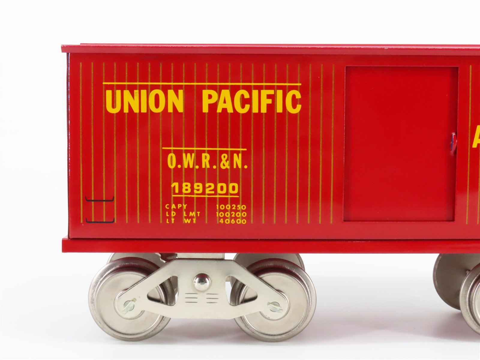 Standard Gauge McCoy OWR&N Union Pacific Single Door Box Car #189200